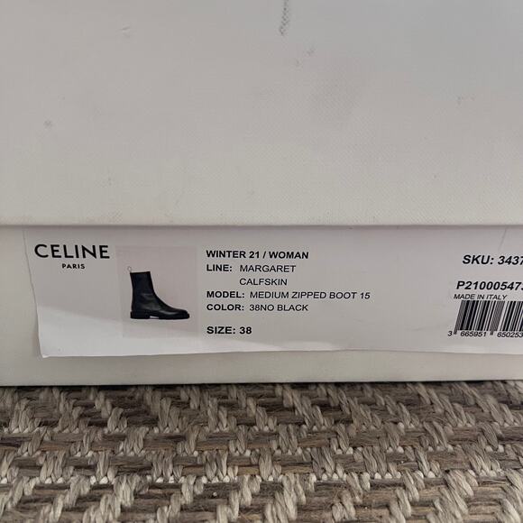 Celine Margaret Lug Sole Medium Zip Boot 15 Sz 38 - Picture 3 of 12